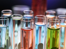 Test Tubes of Colored Liquid