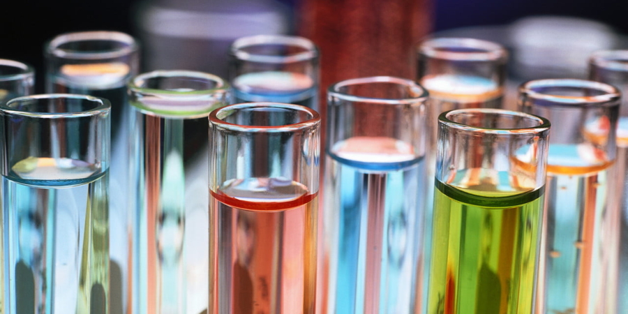 Test Tubes of Colored Liquid