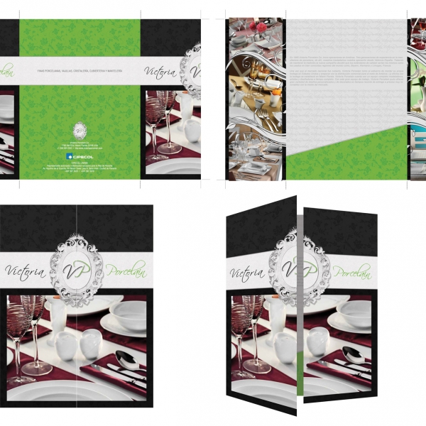 Another folder design proposal for another sector of the company, fine porcelain, glassware and silverware